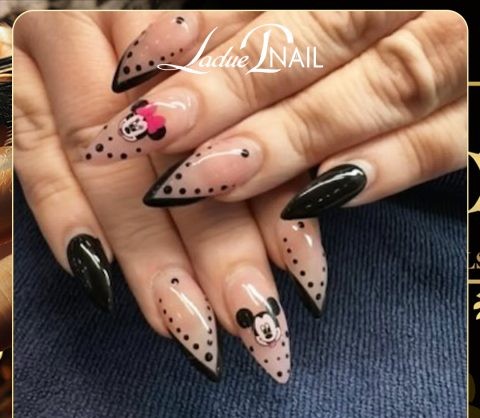 Long nude and white nail set, real Ladue work